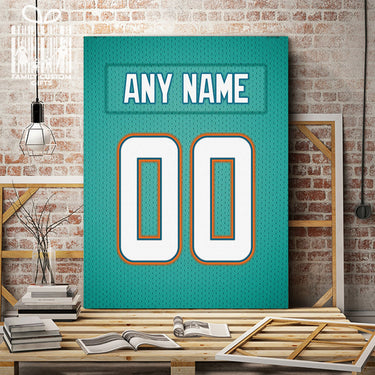Miami Jersey Custom Canvas Print Wall Art for Boy Girl Men Women Football Personalized Canvas Art